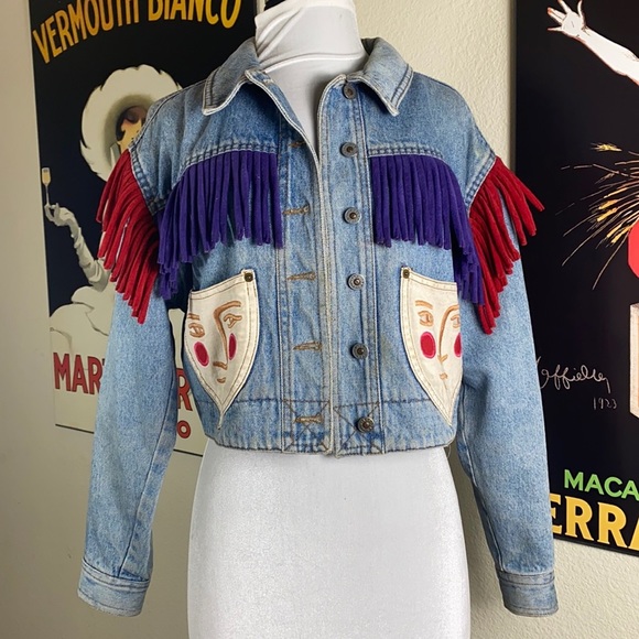 yes Jackets & Blazers - Artistic fringe denim jacket, Size Medium